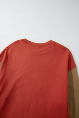 Gold Flame Two Tone Patchwork Drop Shoulder Pullover Sweatshirt Sweatshirts & Hoodies JT's Designer Fashion