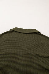 Four Leaf Clover Solid Color Textured Buttoned Shirt and Casual Pants Set Pant Sets JT's Designer Fashion