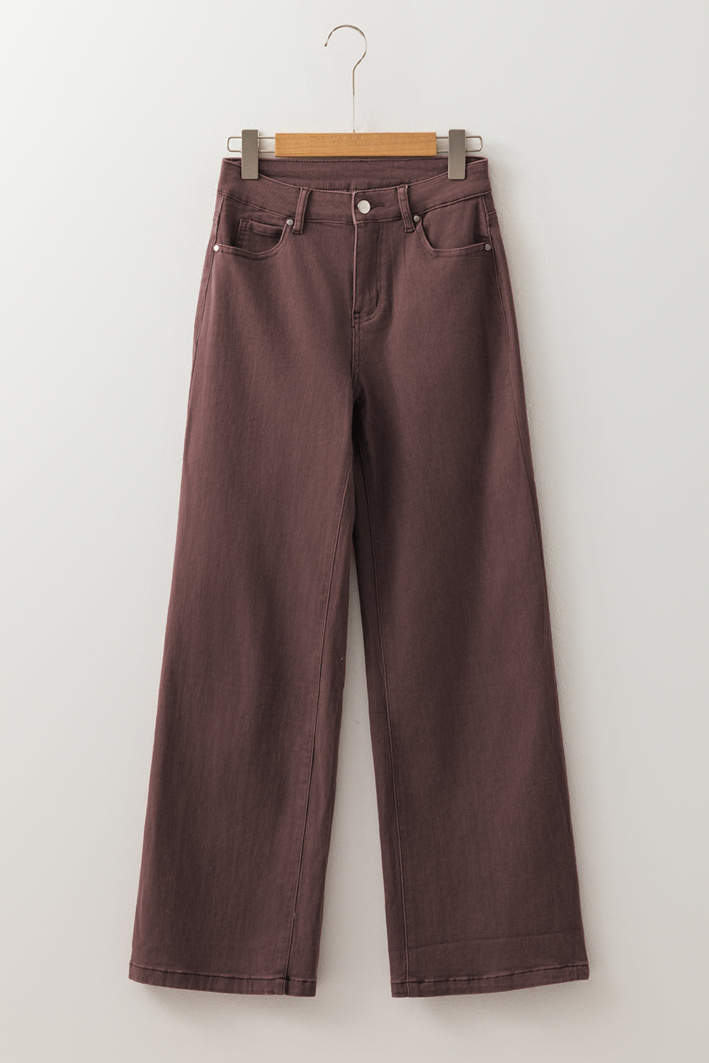 Coffee Loose Straight High Waist Solid Color Jeans Jeans JT's Designer Fashion
