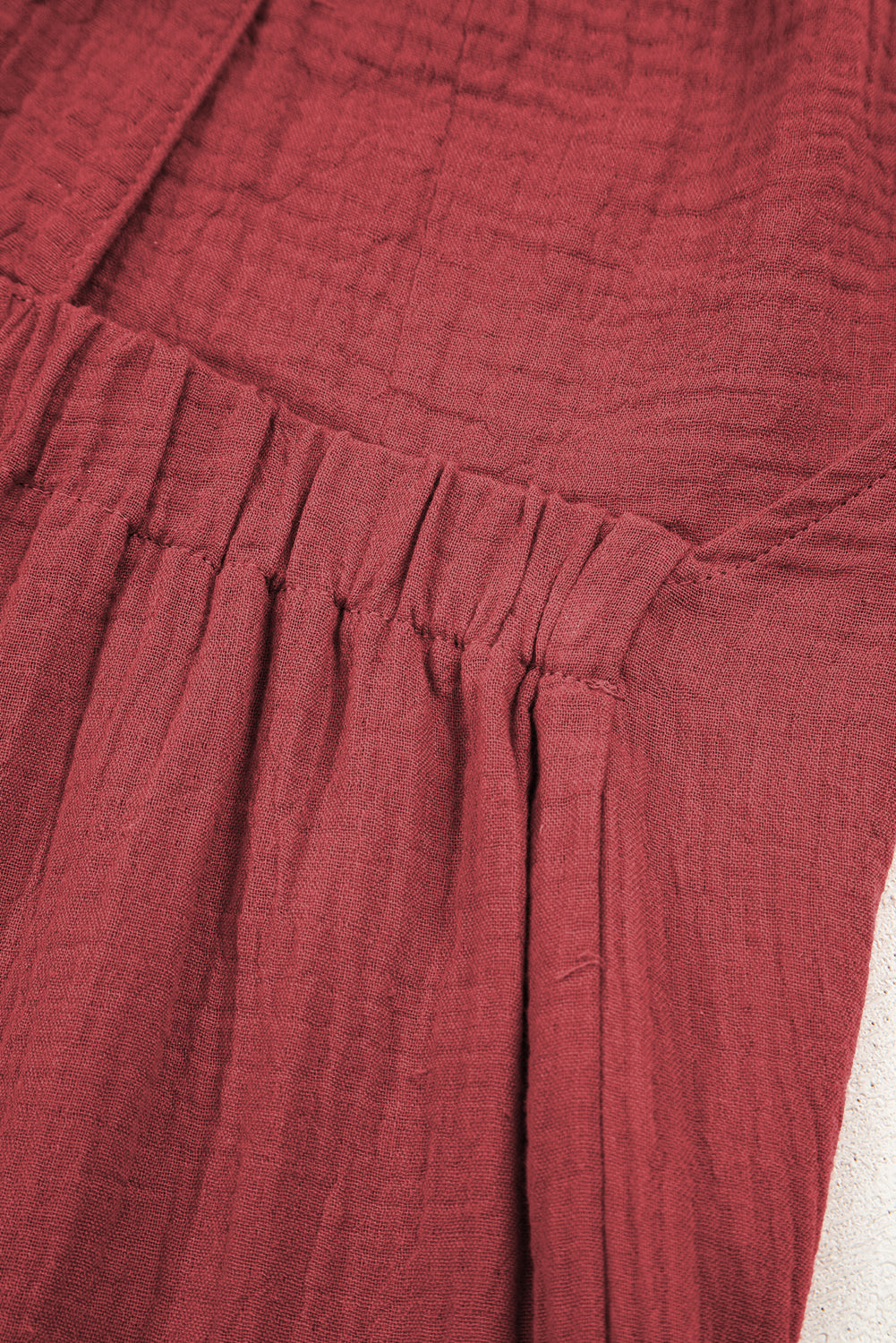 Red Clay Knotted Back Strap Cotton Bib Jumpsuit Jumpsuits & Rompers JT's Designer Fashion