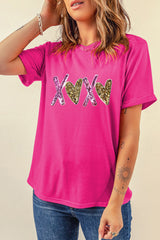 Rose Red Heart XOXO Graphic Crewneck Valentines T Shirt Graphic Tees JT's Designer Fashion