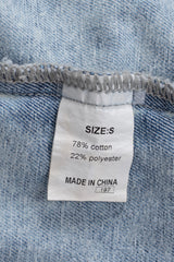 Sky Blue Lapel Distressed Raw Hem Buttons Denim Jacket Denim Jackets JT's Designer Fashion