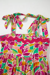 Multicolour Floral Tied Straps Ricrac Trim Long Dress Maxi Dresses JT's Designer Fashion