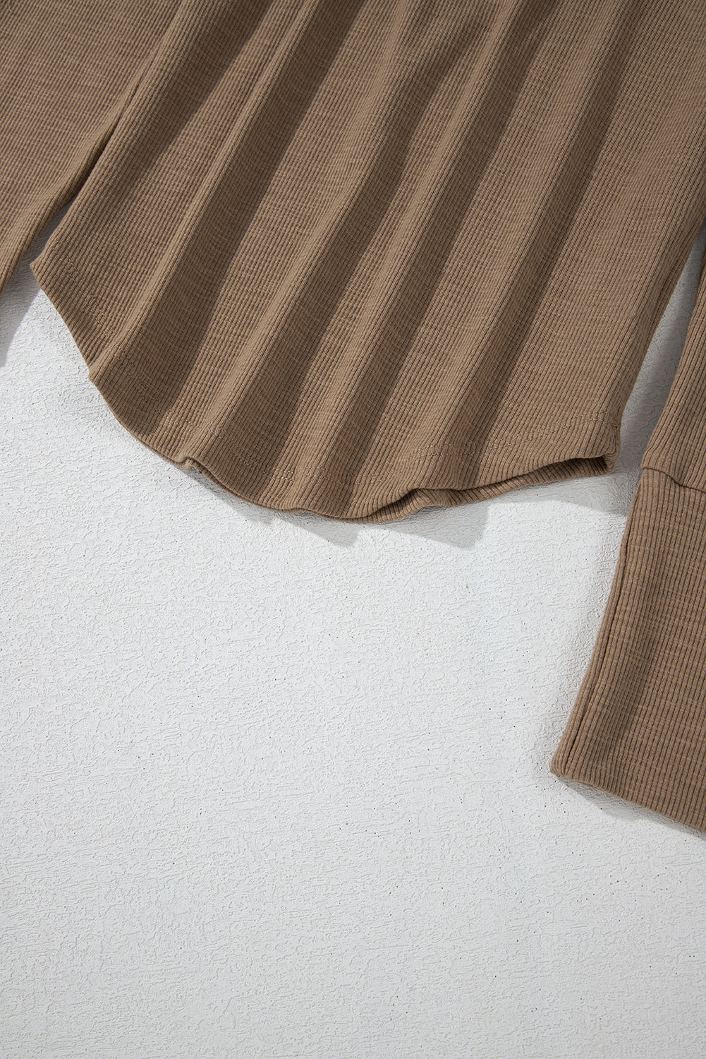 Chestnut Anglaise Broider Ribbed Long Sleeve Top Long Sleeve Tops JT's Designer Fashion
