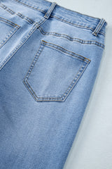 Dusk Blue Raw Hem Straight Leg Loose High Waist Jeans Jeans JT's Designer Fashion