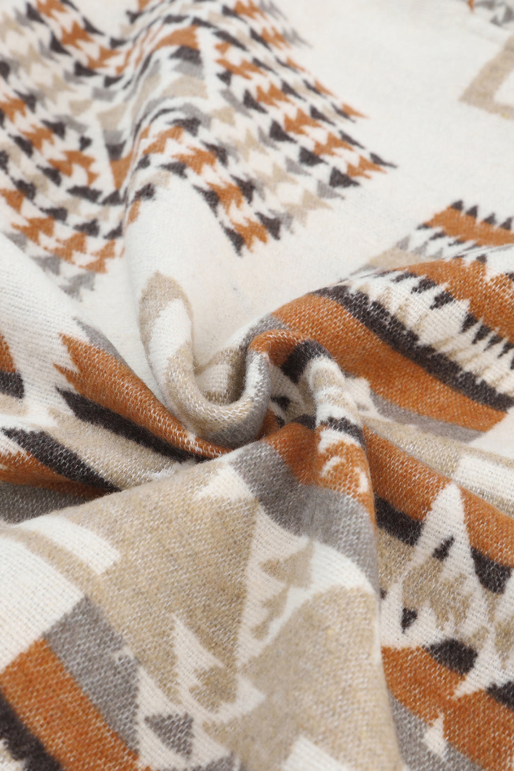Beige Aztec Print Kangaroo Pocket Half-Zip Hoodie Sweatshirts & Hoodies JT's Designer Fashion