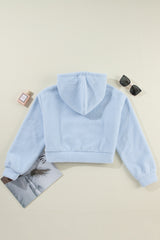 Beau Blue Cropped Sherpa Zip Up Hoodie Sweatshirts & Hoodies JT's Designer Fashion