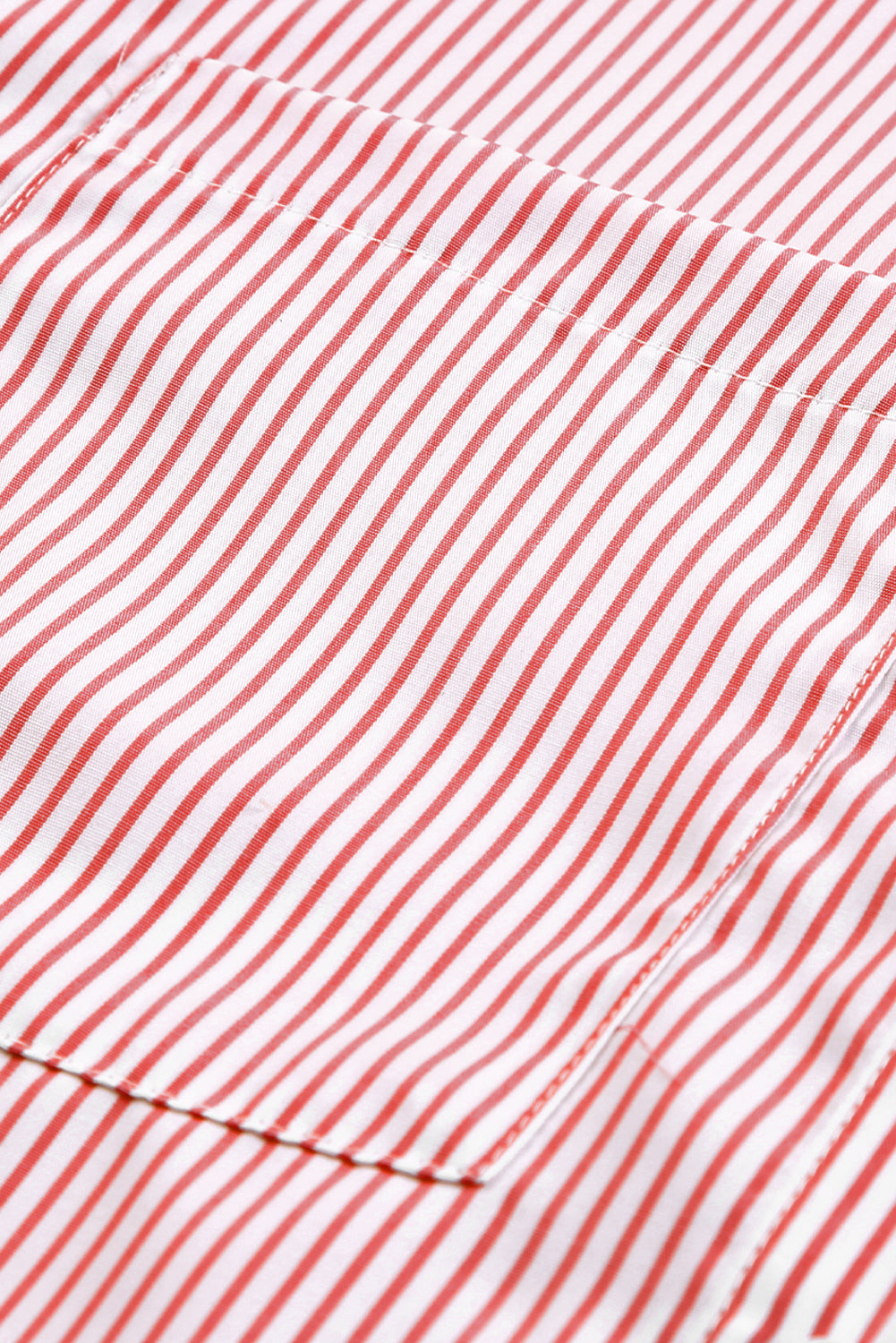 Red Stripe Smocked Cuffed Striped Boyfriend Shirt with Pocket Blouses & Shirts JT's Designer Fashion