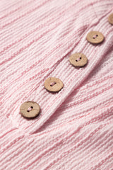Light Pink Textured Short Sleeve Henley Top and Pocketed Wide Leg Pants Pant Sets JT's Designer Fashion