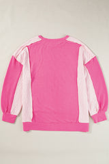 Bonbon Cable Knit Colorblock Exposed Seam Sweatshirt Sweatshirts & Hoodies JT's Designer Fashion