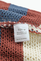 Blue Striped Color Block Hollowed Knit Cardigan Sweaters & Cardigans JT's Designer Fashion