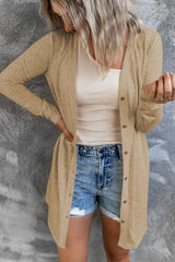 Solid Color Open-Front Buttons Cardigan Sweaters & Cardigans JT's Designer Fashion