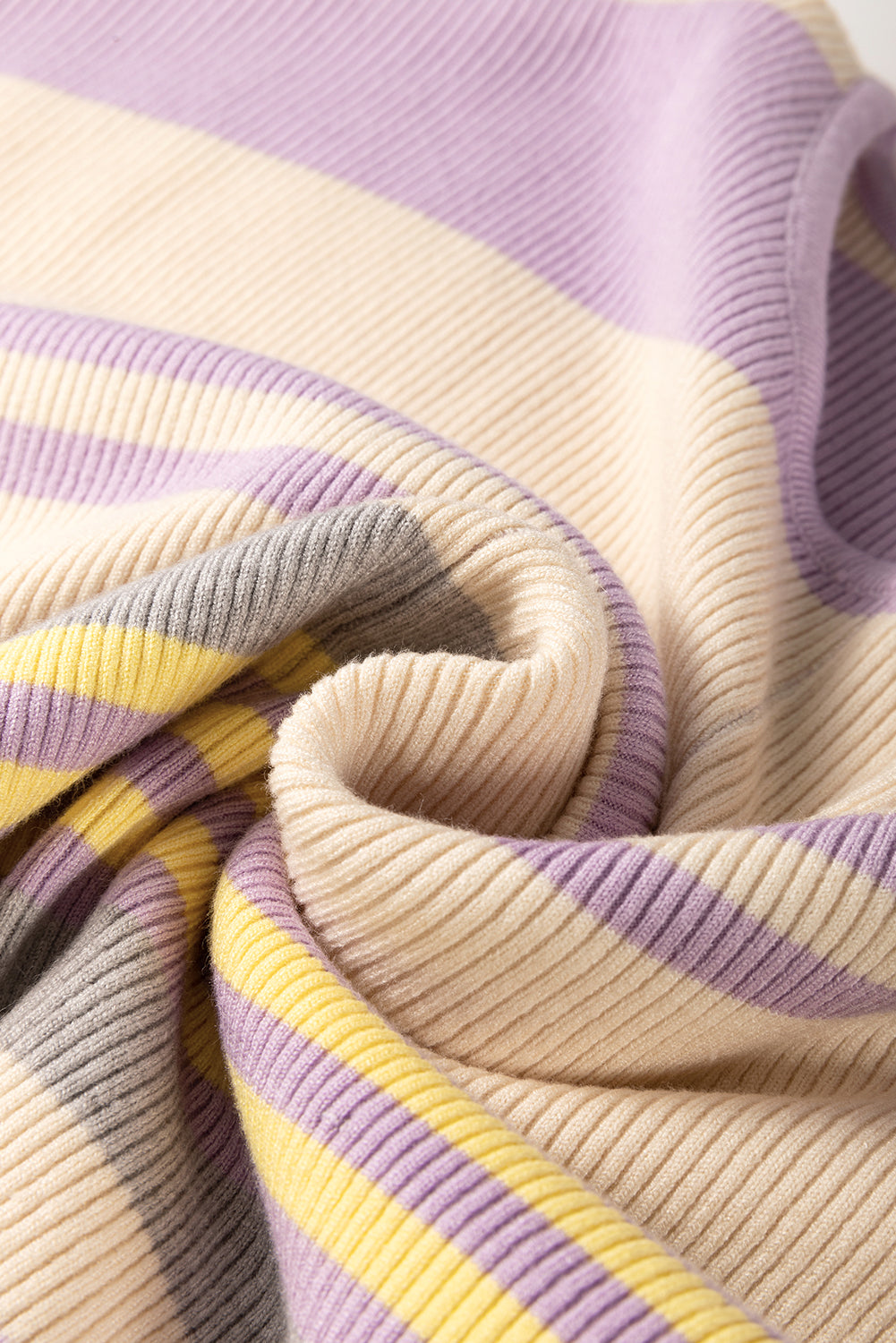 Purple Stripe Borderline Rib Knit Cuffed Dolman Sleeve Sweater Sweaters JT's Designer Fashion