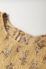 Yellow Boho Floral Print Ruffle Smocked Flowy Summer Dress Floral Dresses JT's Designer Fashion
