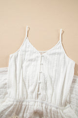 White Lace Spaghetti Strap V Neck Loose Fit Romper Jumpsuits & Rompers JT's Designer Fashion