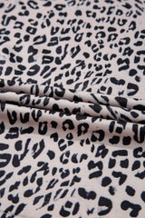 Brown Leopard Half Zipper Collared Ruffled Sleeve Top and Short Set Short Sets JT's Designer Fashion