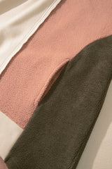 Beige Oversized Color Block Patchwork High Low Hoodie Sweatshirts & Hoodies JT's Designer Fashion