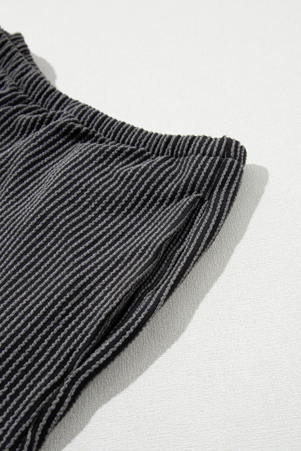 Carbon Grey Ribbed Textured Knit Loose Fit Tee and Shorts Set Short Sets JT's Designer Fashion