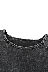 Black Acid Washed Short Lounge Set Short Sets JT's Designer Fashion