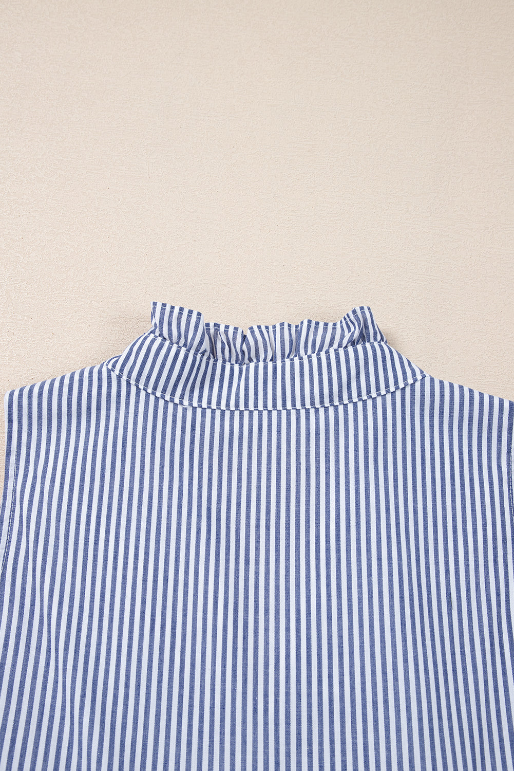 Blue Stripe Sleeveless Notched V Neck Contrast Ric Rac Mini Dress Mini Dresses JT's Designer Fashion