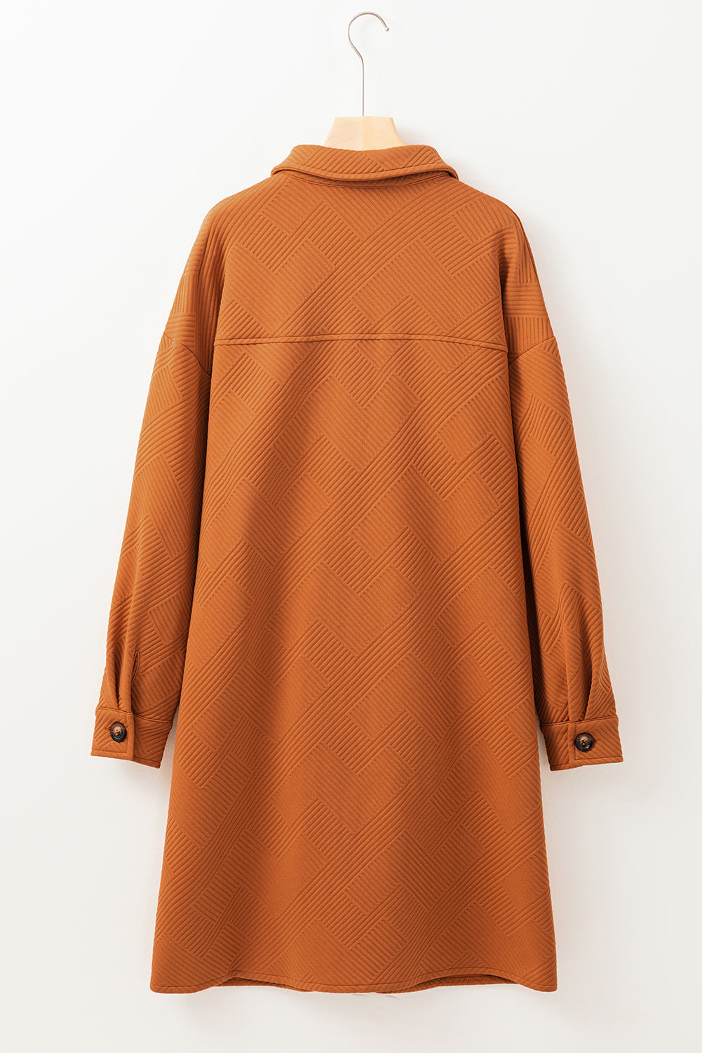 Gold Flame Textured Collared Drop Shoulder Buttoned Front Duster Coat Coats JT's Designer Fashion