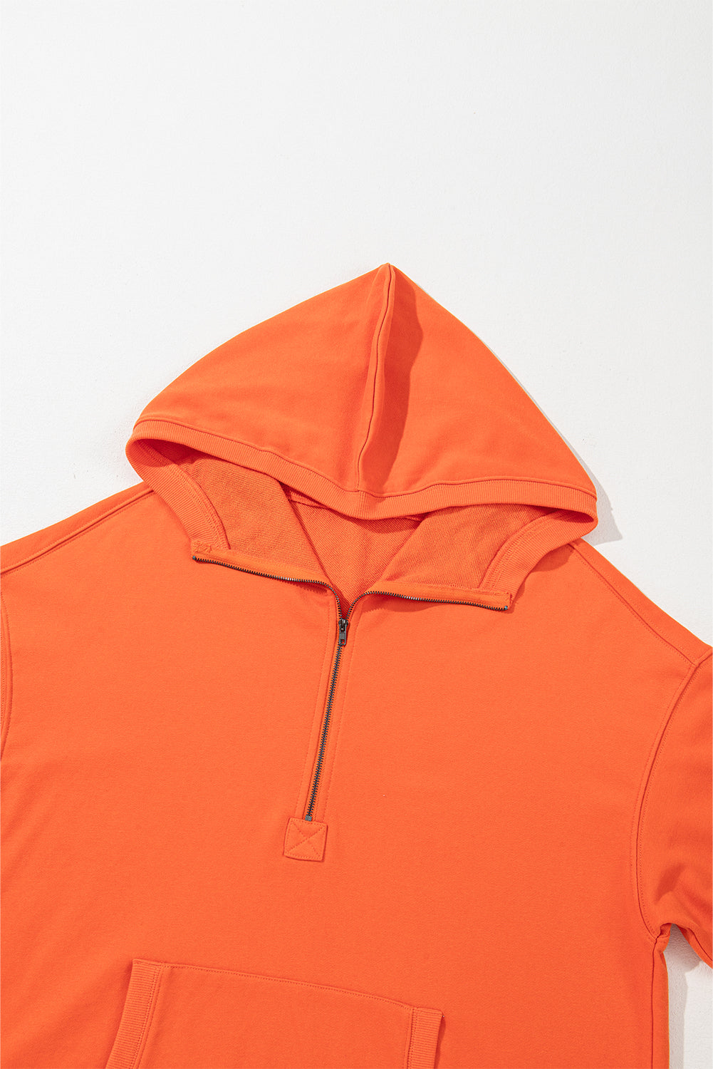 Orange Solid Kangaroo Pocket Half Zipper Oversized Hoodie Sweatshirts & Hoodies JT's Designer Fashion