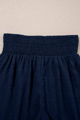 Dirty blue Textured Square Neck Top and Shirred High Waist Shorts Set Short Sets JT's Designer Fashion