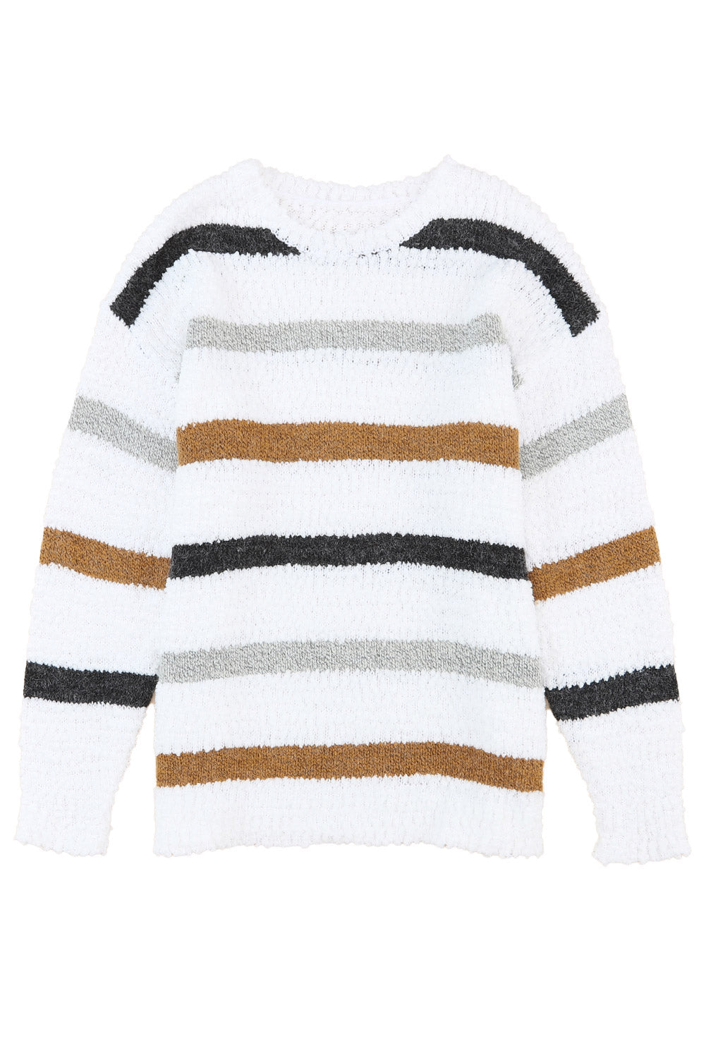 Striped Popcorn Knit Sweater Sweaters JT's Designer Fashion