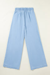 Myosotis Drawstring High Waist Wide Leg Denim Pants Pants & Culotte JT's Designer Fashion