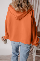 Orange Fleece Lined Half Zipper Kangaroo Pockets Loose Hoodie Sweatshirts & Hoodies JT's Designer Fashion