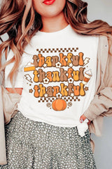 Khaki thankful Crew Neck Thanksgiving Graphic Tee Graphic Tees JT's Designer Fashion