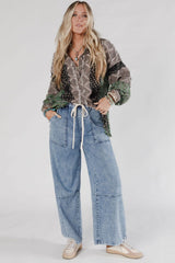 Ashleigh Blue Acid Wash Exposed Seam Drawstring Elastic Waistband Jeans Jeans JT's Designer Fashion