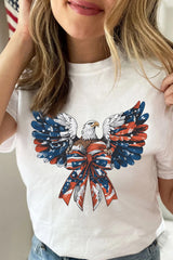 White American Flag Eagle Print Independence Day Tee Graphic Tees JT's Designer Fashion