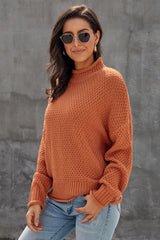 Orange Oversized Chunky Batwing Long Sleeve Turtleneck Sweater Sweaters & Cardigans JT's Designer Fashion