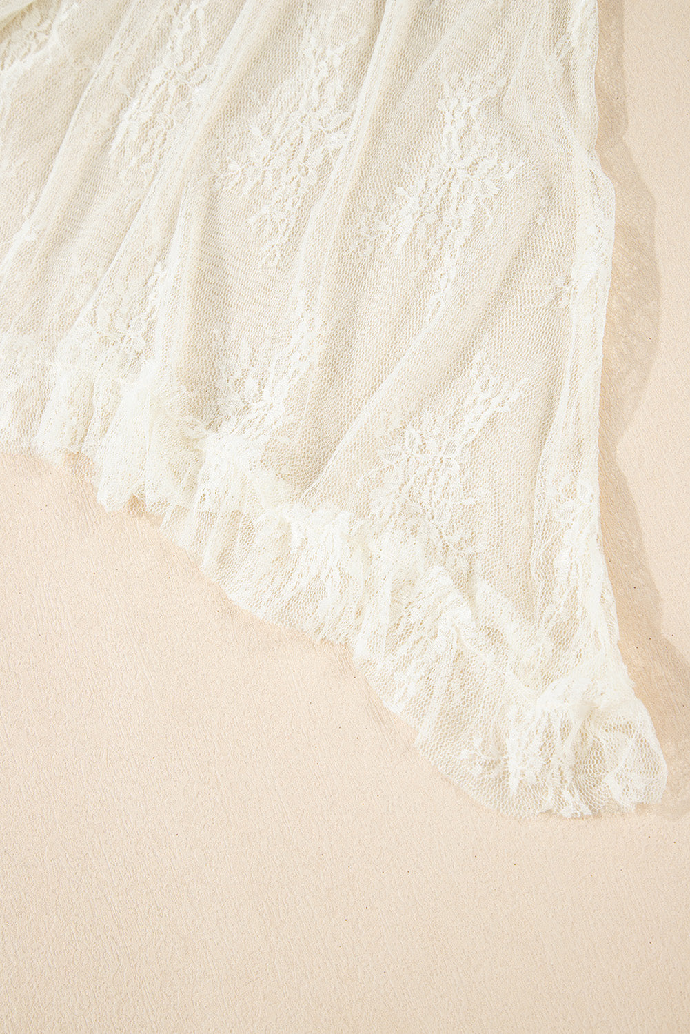 Beige Lace Cascading Tiered High Waist Maxi Skirt Skirts & Petticoat JT's Designer Fashion