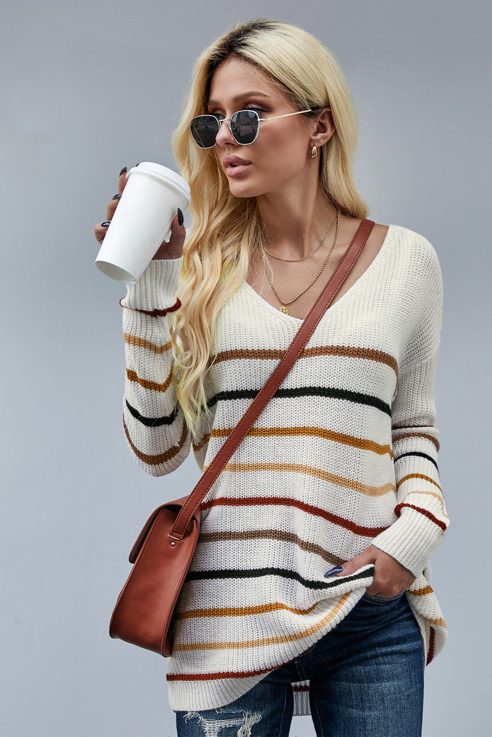 Multicolor Striped Knit Sweater Sweaters & Cardigans JT's Designer Fashion