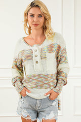 Multicolor Space Dye Henley Knit Sweater Sweaters & Cardigans JT's Designer Fashion