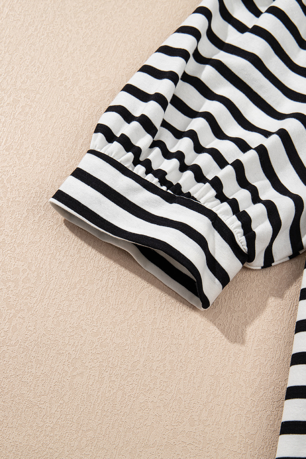 Black Stripe Contrast V Neck Collared Puff Sleeve T Shirt Mini Dress with Pockets T Shirt Dresses JT's Designer Fashion