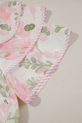 Pink Floral Contrast Edge Layered Short Sleeve Mini Dress Floral Dresses JT's Designer Fashion