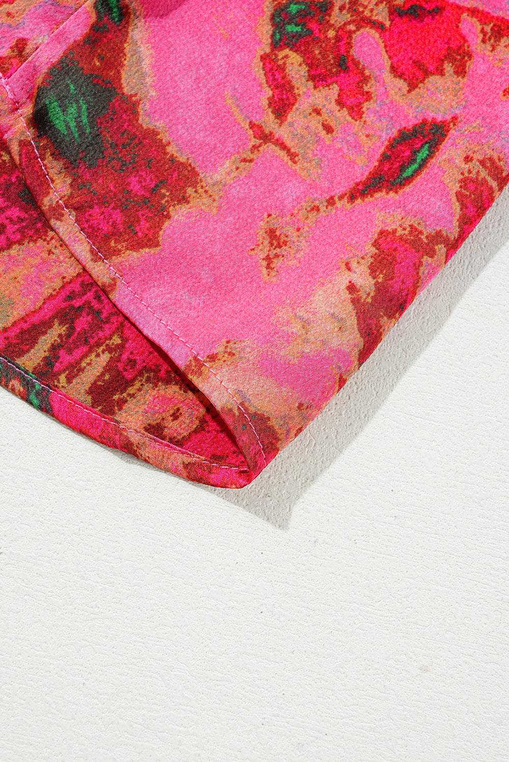 Rose Abstract Print Frilly Neckline Puff Sleeve Blouse Blouses & Shirts JT's Designer Fashion