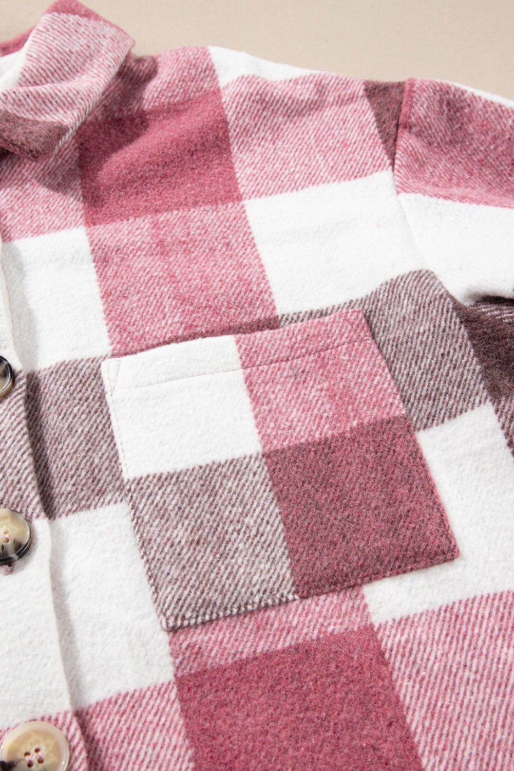 Plaid Color Block Buttoned Long Sleeve Jacket with Pocket Plaid Shackets JT's Designer Fashion