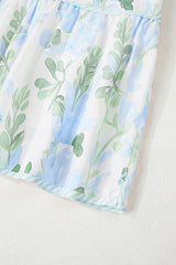 Sky Blue Floral Contrast Edge Layered Short Sleeve Mini Dress Floral Dresses JT's Designer Fashion