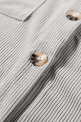 Light Grey Hooded Drawstring Pockets Corduroy Shacket Jackets JT's Designer Fashion