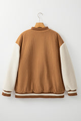 Buckskin Corduroy Fleece Patchwork Buttoned Bomber Jacket Jackets JT's Designer Fashion