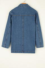 Sail Blue Side Pockets Lapel Collar Denim Jacket Denim Jackets JT's Designer Fashion