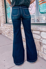 Real Teal High Rise Ripped Bell Bottom Jeans Jeans JT's Designer Fashion