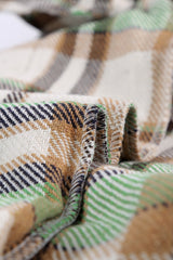 Green Geometric Plaid Print Pocketed Shacket Plaid Shackets JT's Designer Fashion
