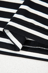 Black White Striped Short Sleeve Top and Shorts Set Short Sets JT's Designer Fashion