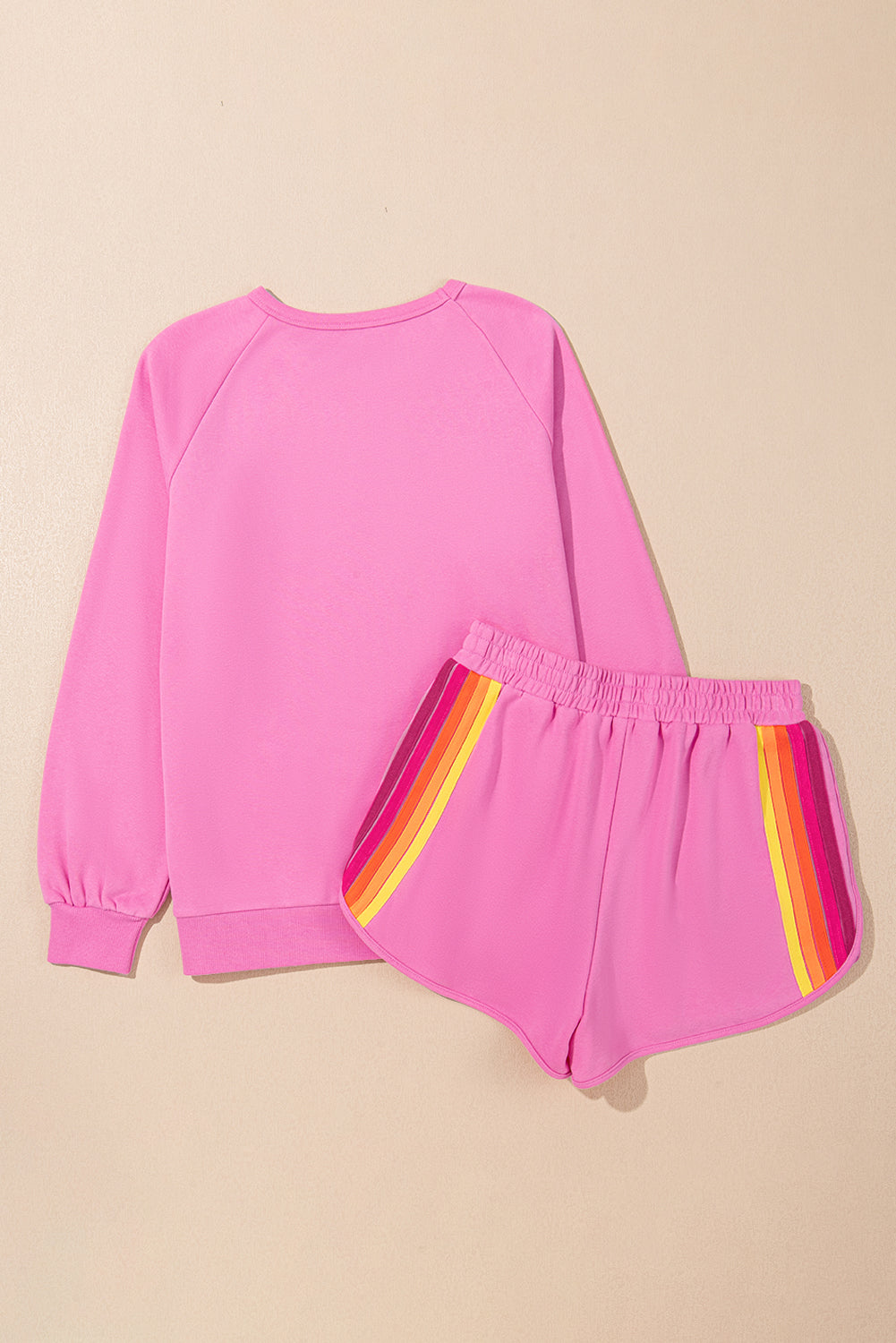 Bonbon Striped Accent Pullover and Shorts Two Piece Casual Set Short Sets JT's Designer Fashion