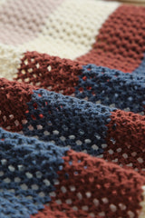 Blue Striped Color Block Hollowed Knit Cardigan Sweaters & Cardigans JT's Designer Fashion